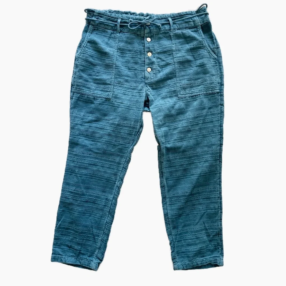 Sundance Teal Blue Textured Pull-On Pants